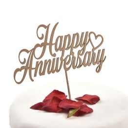 Wooden Cake Topper Happy Anniversary