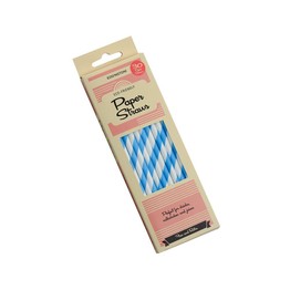 Paper Straws Blue and White Stripes Pk30