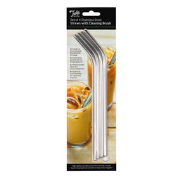 Tala Stainless Steel Pack of 4 Straws with Cleaning Brush