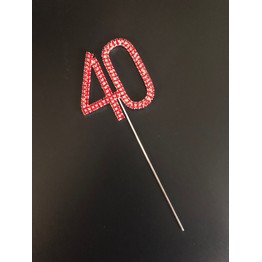 Diamante 3d Numeral on Stem 40 Ruby Red