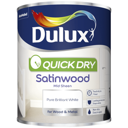 Dulux Quick Dry Satinwood Paint Pure Brilliant White