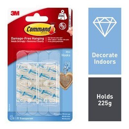 Command Mini Clear Hooks With Clear Strips 17006CLR