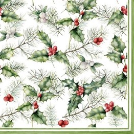 Christmas Napkins Holly & Mistletoe pack of 20