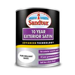 Sandtex® 10 Year Exterior Satin White Paint 750ml