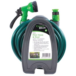 Greenblade Mini Hose & Reel with 7 function Spray Nozzle HP120