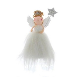 Festive White Angel with wand 12cm P032269