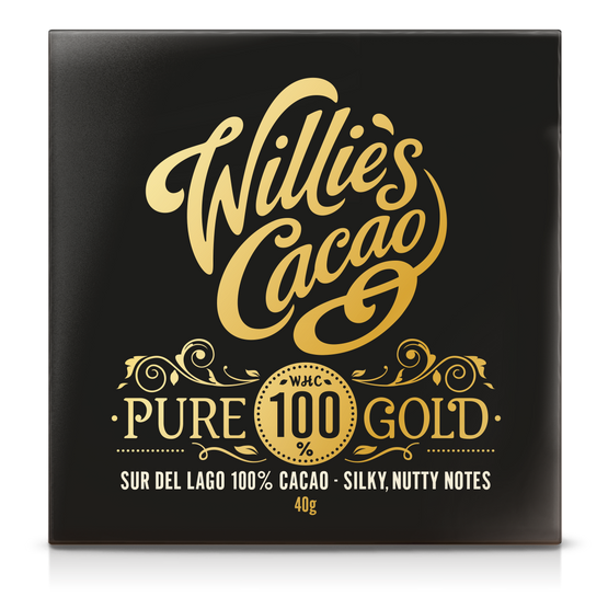 Willies Cacao Pure 100% Gold Dark Chocolate Bar 40g