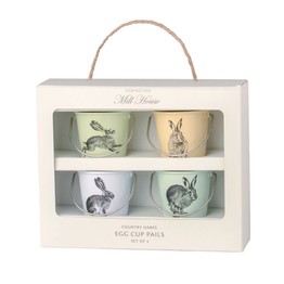Egg Cup Buckets Country Hares Set of 4