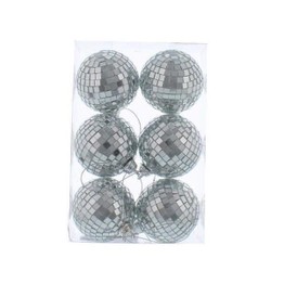 Festive Silver Mirror Balls 6cm pack of 6