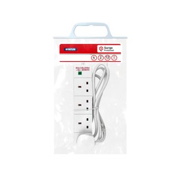 Extension lead 4 way 2metre length Surge Protection