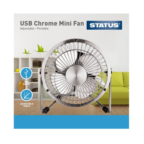 Status Mini Usb 4inch Cooling Fan Chrome