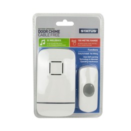Status Cable Free Battery Operated Door Chime White