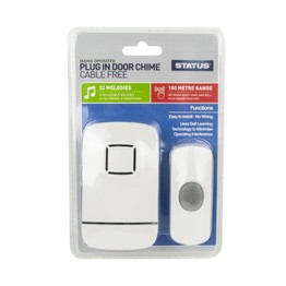 Status Cable Free Plug In Door Chime White