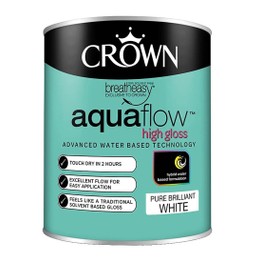 Crown Aquaflow Gloss White Paint 750ml