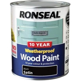 Ronseal 10 Year Weatherproof Wood Paint Satin Black 750ml
