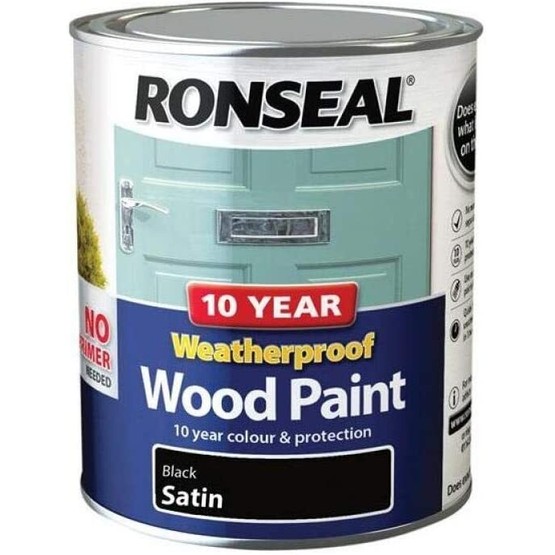 Ronseal 10 Year Weatherproof Wood Paint Satin Black 750ml