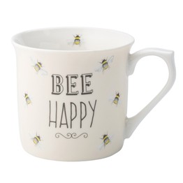 Bee Happy Cream Fine China Mug