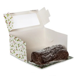 Christmas Holly Yule Log Cake Box 5x5x10inch J079