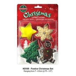 Cookie Cutter Set of 4 Christmas Festive Designs