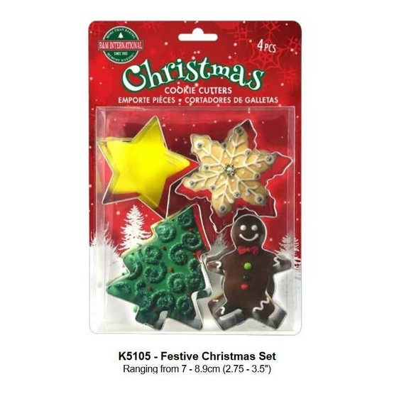 Cookie Cutter Set of 4 Christmas Festive Designs