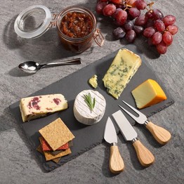 Tala Wooden Handled Cheese Knife Set & Slate Board