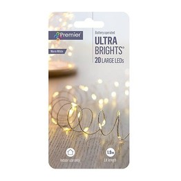 Premier Ultra Brights Christmas Lights 40 Large Led Battery Operated