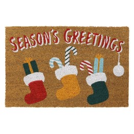 JVL Latex Coir Christmas Doormat Stocking