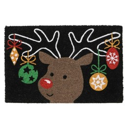 JVL Latex Coir Christmas Doormat Reindeer