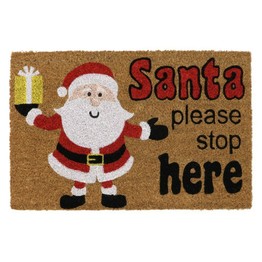 JVL Latex Coir Christmas Doormat Santa