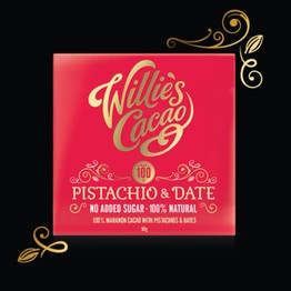 Willies Cacao No Added Sugar Pistachio & Date Chocolate Bar 50g
