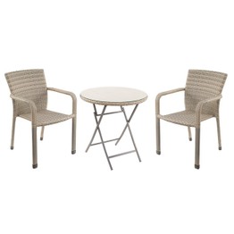 Faux Rattan Bistro Table & Chair 3 piece Garden Set