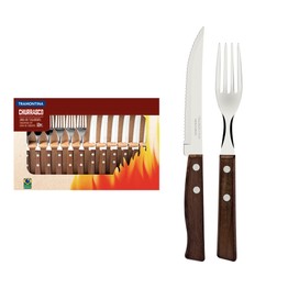 Churrasco Wooden 12 Piece Steak Knife and Fork Set