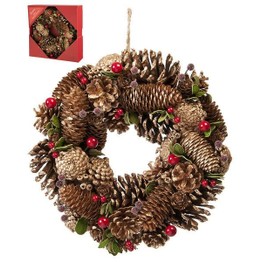 Festive Gold Pinecone Wreath 30cm P027747