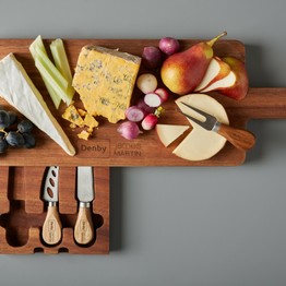 James Martin Acacia Cheese Board & 3pc Knife Set