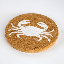 Liga Cork Coaster - White Crab 10cm