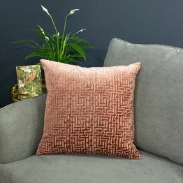 Paoletti Delphi Velvet Jacquard Cushion Blush