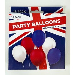 Party Balloons Red, White and Blue Pk18