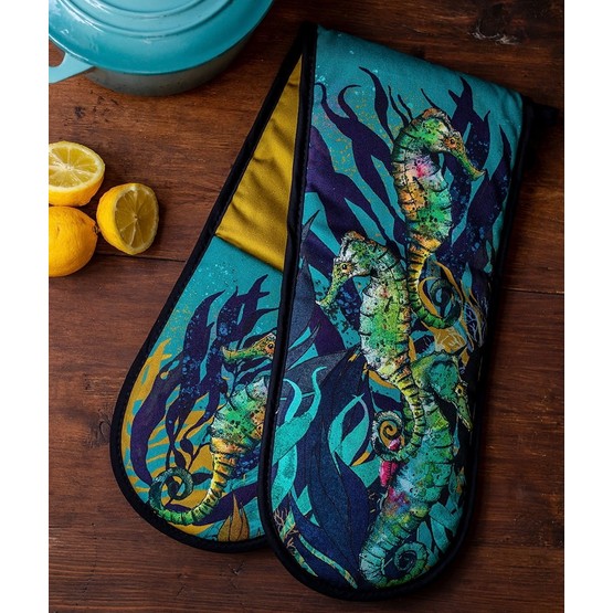 DollyHotDogs Seahorse & Seaweed Double Oven Glove