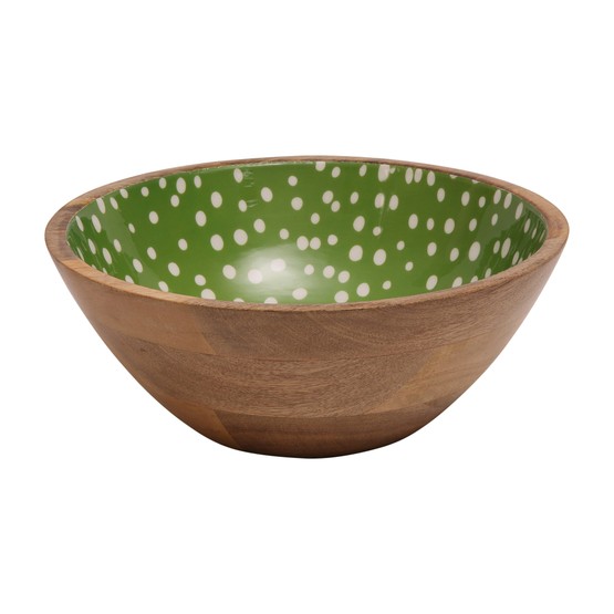 Sintra Spotted Mango Wood Salad Bowl 27cm Green