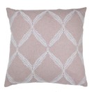 Olivia Lattice Embroidered Cushion Blush additional 1