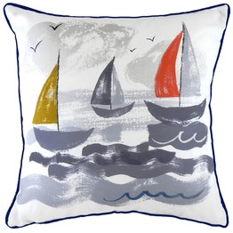 Evans Lichfield Nautical Sailboats Cushion 43x43cm