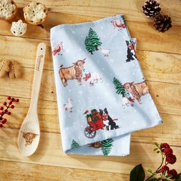 Cooksmart Christmas On The Farm Tea Towel & Spoon Set