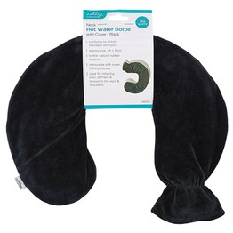 Neck Hot Water Bottle with Cover - Black