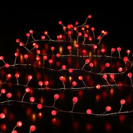 Noma 100 Red Snowberry Cluster Wire Garland Christmas Liights Battery Operated