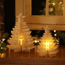Noma Set of 2 Cream Paper Trees with Flickering effect Tealight 1023030