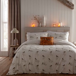 Dreams & Drapes Lodge Chickadee's Brushed Cotton Duvet Cover Bedding Set