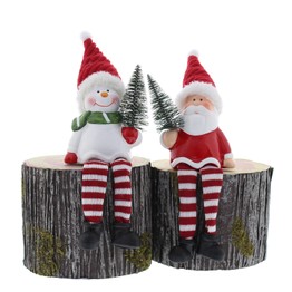 Festive Ceramic Santa or Snowman holding Tree 23cm