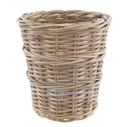 Grey Rattan Round Wastepaper Basket