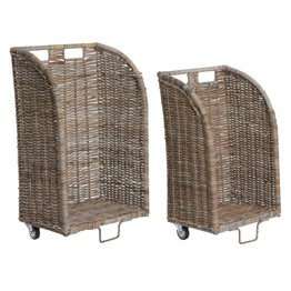 Grey Rattan Log Trolley Basket