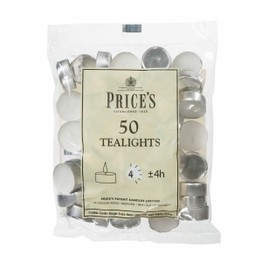 Prices Price's White Tealights Pack of 50